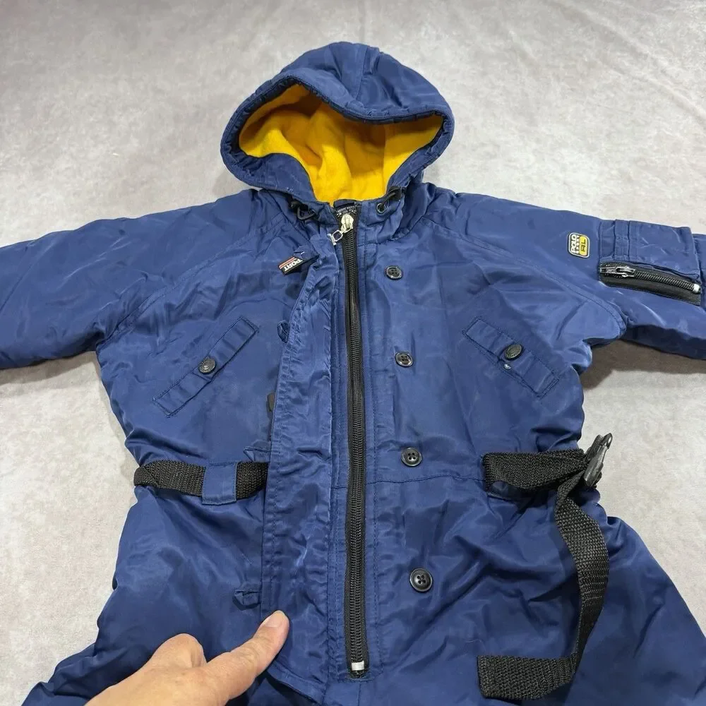 Vintage Polo Sport Snowsuit Size 4T Blue Ralph Lauren Puffer Zip Up Belted